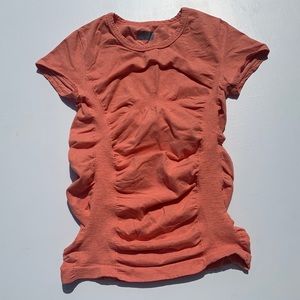 coral athleta runched athletic workout top